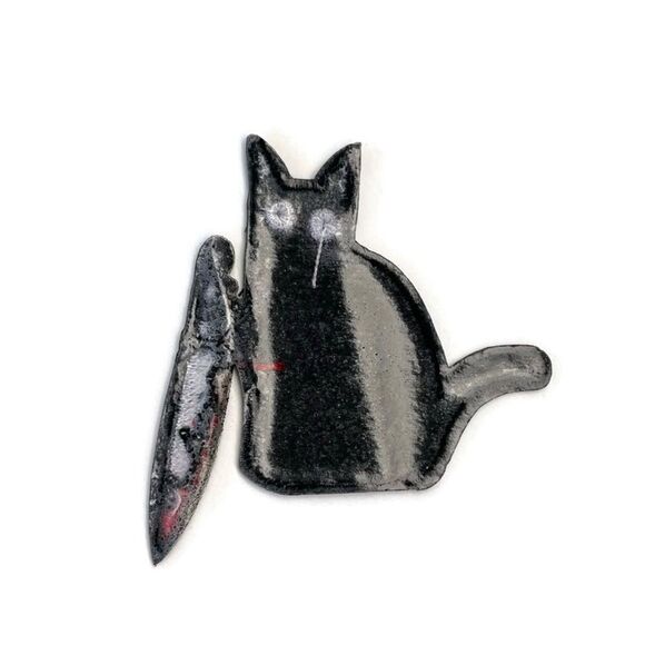 Spooky Killing Black Cat Embroidered Patch - Picture 4 of 4